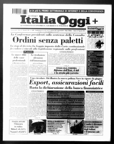 Italia oggi : quotidiano di economia finanza e politica